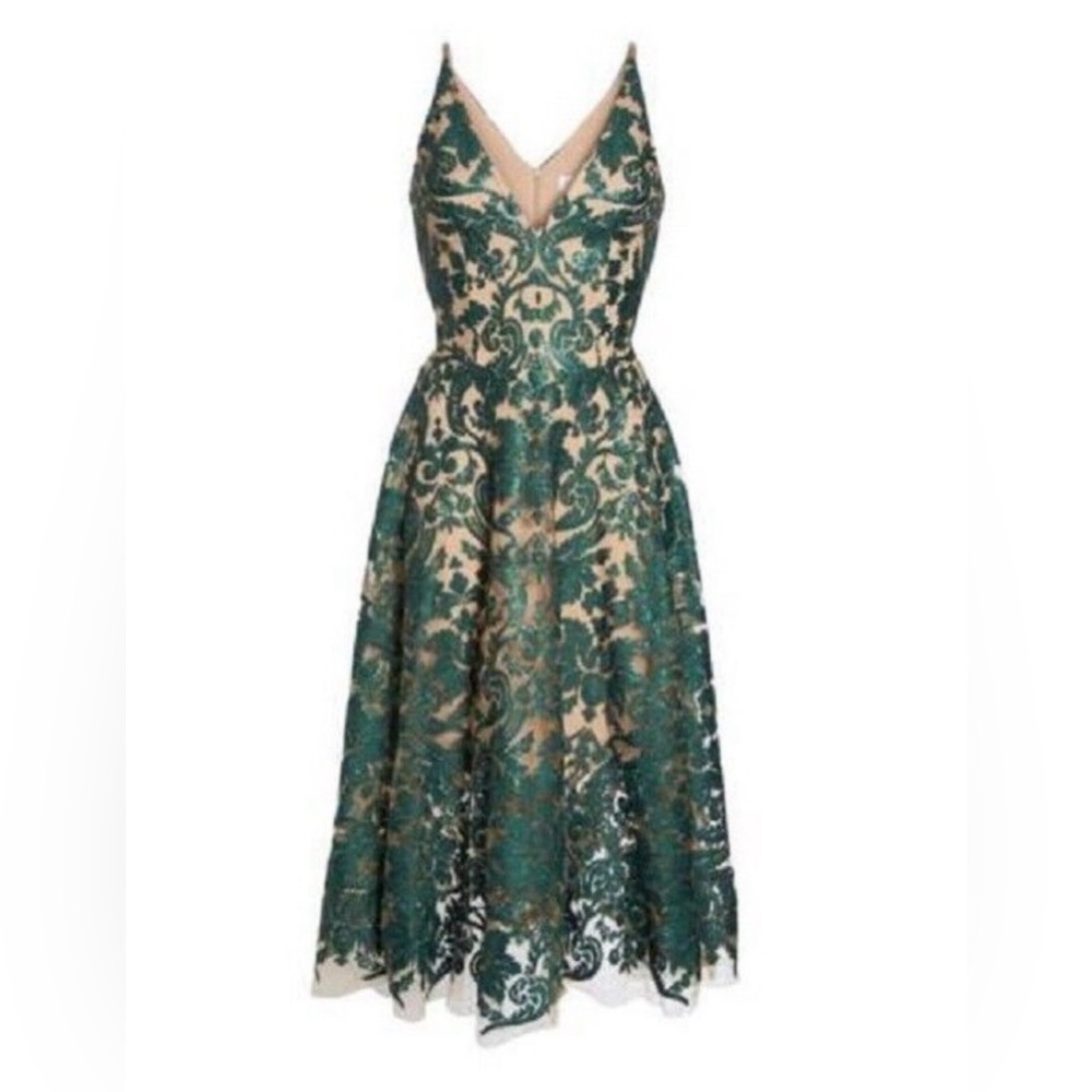 Dress The Population Green Lace Dress sz S - Picture 4 of 11